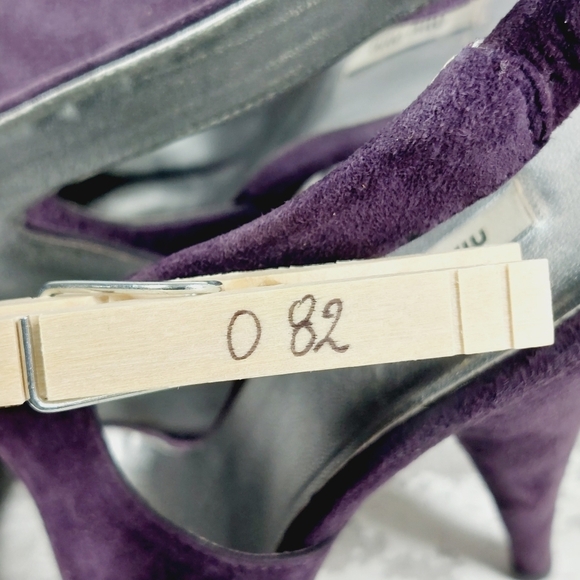 Miu Miu Purple Plum Suede Peep Roe Slingback Platform Sandals O82 - Picture 13 of 13